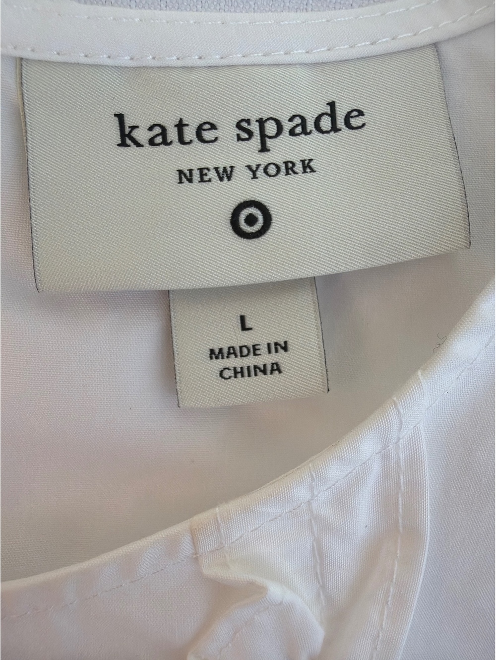 Kate Spade New York Women's L White Cotton Ruffle Applique Short Sleeve Blouse - Picture 6 of 7